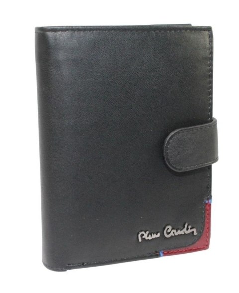 Portfel Męski Skórzany PIERRE CARDIN Skóra Licowa Duży Pionowy Z Zapięciem Z OZDOBNYM ELEMENTEM RFID 326A 12,5 x 10 [cm]