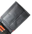 Portfel Męski Skórzany PIERRE CARDIN Skóra Licowa Duży Poziomy Bez Zapięcia CZARNY Z Czerwonym Paskiem 8806