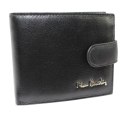 Portfel Męski Skórzany PIERRE CARDIN Skóra Licowa Mały Poziomy Z Zapinką Dwa Skrzydełka 323A CZARNY 10,5 x 9 x 2 [cm]