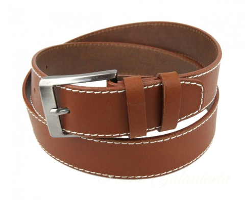 Pasek Skórzany PAS-MAX (PL) 40 mm Jasny Brąz Z Białą Nitką Pasek Skórzany PAS-MAX (PL) 40 mm Jasny Brąz Z Białą Nitką