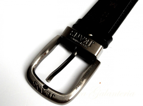 Pasek Skórzany COMPLEX (PL) Tłoczony Napis "JEANS" Skóra Licowa EXTRA 40 mm Czarny Pasek Skórzany COMPLEX (PL) Tłoczony Napis "JEANS" Skóra Licowa EXTRA 40 mm Czarny