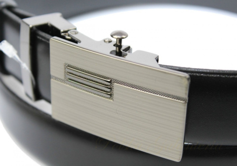 Pasek Męski Skórzany PAS-MAX (PL) Gładki Zaokrąglony Z Pełną Klamrą Automat Skóra Licowa 30 mm Czarny Klamra Srebrna 31 Pasek Męski Skórzany PAS-MAX (PL) Gładki Zaokrąglony Z Pełną Klamrą Automat Skóra Licowa 30 mm Czarny Klamra Srebrna 31