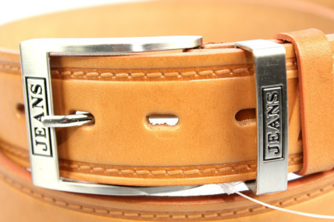Pasek Skórzany COMPLEX (PL) Tłoczony Napis "JEANS" Z Metalową Końcówką Skóra Naturalna Licowa EXTRA 40 mm SUROWA SKÓRA Pasek Skórzany COMPLEX (PL) Tłoczony Napis "JEANS" Z Metalową Końcówką Skóra Naturalna Licowa EXTRA 40 mm SUROWA SKÓRA