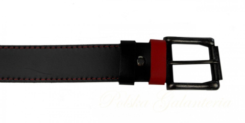 Pasek Czarny Z Czerwoną Nitką COMPLEX (PL) Skóra Naturalna Licowa Zamsz 40 mm Pasek Czarny Z Czerwoną Nitką COMPLEX (PL) Skóra Naturalna Licowa Zamsz 40 mm