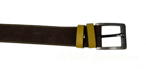 Pasek Brązowy z Miodową Nitką COMPLEX (PL) Skóra Naturalna Licowa Zamsz 40 mm Pasek Brązowy z Miodową Nitką COMPLEX (PL) Skóra Naturalna Licowa Zamsz 40 mm