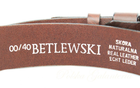 Pasek Męski Skórzany BETLEWSKI (PL) Skóra Naturalna Licowa EXTRA Gładki 40 mm BRĄZOWY GNIECIONY Pasek Męski Skórzany BETLEWSKI (PL) Skóra Naturalna Licowa EXTRA Gładki 40 mm BRĄZOWY GNIECIONY