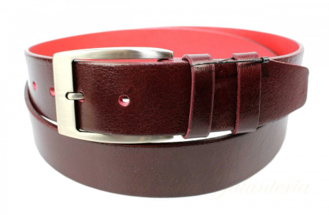 Pasek Skórzany Męski PAS-MAX (PL) Gładki 40 mm Skóra Licowa EXTRA CZEREŚNIOWY k61 Pasek Skórzany Męski PAS-MAX (PL) Gładki 40 mm Skóra Licowa EXTRA CZEREŚNIOWY k61
