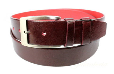 Pasek Skórzany Męski PAS-MAX (PL) Gładki 40 mm Skóra Licowa EXTRA CZEREŚNIOWY k61 Pasek Skórzany Męski PAS-MAX (PL) Gładki 40 mm Skóra Licowa EXTRA CZEREŚNIOWY k61