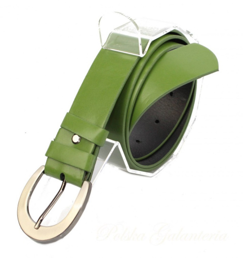 Pasek Damski Skórzany Gładki COMPLEX (PL) 40 mm ZIELONY Szeroki Pasek Damski Skórzany Gładki COMPLEX (PL) 40 mm ZIELONY Szeroki