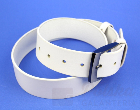 Pasek Skórzany PAS-MAX (PL) Gładki Skóra Licowa EXTRA 40 mm BIAŁY Pasek Skórzany PAS-MAX (PL) Gładki Skóra Licowa EXTRA 40 mm BIAŁY