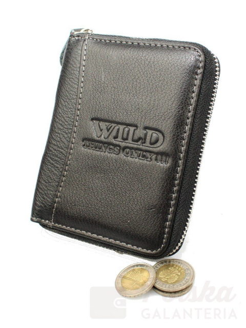 Portfel Skórzany WILD Skóra Licowa Duży Pionowy Metalowy Suwak WI5508 Portfel Skórzany WILD Skóra Licowa Duży Pionowy Metalowy Suwak WI5508