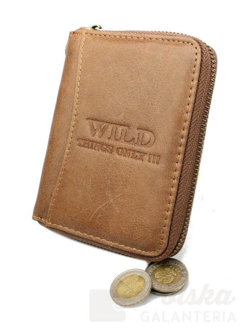 Portfel Skórzany WILD Skóra Licowa Duży Pionowy Metalowy Suwak WI5508 Portfel Skórzany WILD Skóra Licowa Duży Pionowy Metalowy Suwak WI5508