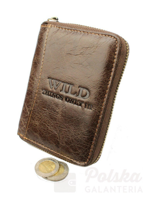 Portfel Skórzany WILD Skóra Licowa Duży Pionowy Metalowy Suwak WI5508 Portfel Skórzany WILD Skóra Licowa Duży Pionowy Metalowy Suwak WI5508