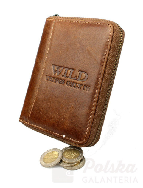 Portfel Skórzany WILD Skóra Licowa Duży Pionowy Metalowy Suwak WI5508 Portfel Skórzany WILD Skóra Licowa Duży Pionowy Metalowy Suwak WI5508