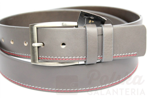 Pasek Skórzany PAS-MAX (PL) Skóra Naturalna Licowa EXTRA 40 mm Beżowo-Grafitowy Z Czerwoną I Białą Nitką Pasek Skórzany PAS-MAX (PL) Skóra Naturalna Licowa EXTRA 40 mm Beżowo-Grafitowy Z Czerwoną I Białą Nitką