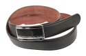 Pasek Skórzany Pierre Cardin 35 mm AUTOMAT SAMOZACISK ŁAMANY KLAMRA "CZARNA 4" Skóra Naturalna EXTRA CZARNY