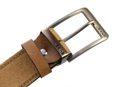 Pasek Skórzany TRK (PL) Tłoczony Napis "JEANS" Skóra Naturalna Zamszowa 40 mm SUROWA SKÓRA Pasek Skórzany TRK (PL) Tłoczony Napis "JEANS" Skóra Naturalna Zamszowa 40 mm SUROWA SKÓRA
