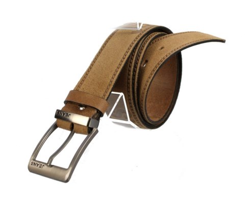 Pasek Skórzany TRK (PL) Tłoczony Napis "JEANS" Skóra Naturalna Zamszowa 40 mm SUROWA SKÓRA Pasek Skórzany TRK (PL) Tłoczony Napis "JEANS" Skóra Naturalna Zamszowa 40 mm SUROWA SKÓRA
