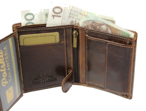 Portfel Męski Skórzany WILD Skóra Licowa Mały Pionowy Bez Zapięcia 5505 Portfel Męski Skórzany WILD Skóra Licowa Mały Pionowy Bez Zapięcia 5505