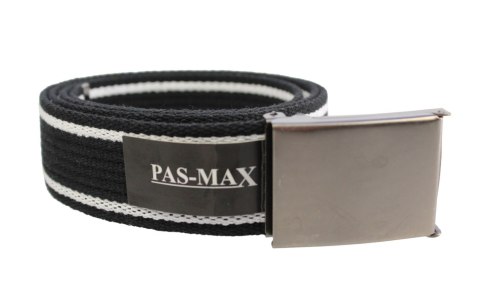 Pasek Parciany PAS-MAX (PL) Bawełniany PARCIAK 40 mm Z Klamrą Zatrzaskową CZARNY Z BIAŁYM BRZEGIEM Szeroki Pasek Parciany PAS-MAX (PL) Bawełniany PARCIAK 40 mm Z Klamrą Zatrzaskową CZARNY Z BIAŁYM BRZEGIEM Szeroki