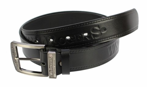 Pasek Skórzany MASSIMO (PL) Tłoczony Napis "W&ROGERS" Skóra Naturalna EXTRA 40 mm CZARNY Pasek Skórzany MASSIMO (PL) Tłoczony Napis "W&ROGERS" Skóra Naturalna EXTRA 40 mm CZARNY