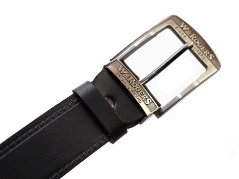 Pasek Skórzany MASSIMO (PL) Tłoczony Napis "W&ROGERS" Skóra Naturalna EXTRA 40 mm CZARNY Pasek Skórzany MASSIMO (PL) Tłoczony Napis "W&ROGERS" Skóra Naturalna EXTRA 40 mm CZARNY