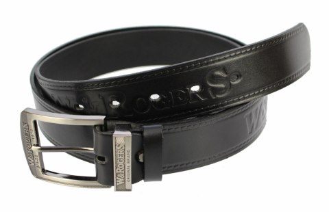 Pasek Skórzany MASSIMO (PL) Tłoczony Napis "W&ROGERS" Skóra Naturalna EXTRA 40 mm CZARNY Pasek Skórzany MASSIMO (PL) Tłoczony Napis "W&ROGERS" Skóra Naturalna EXTRA 40 mm CZARNY