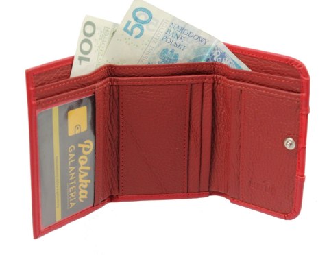 Portfel Damski Skórzany PolskaGalanteria 12 cm Suwak Skóra Naturalna Czerwony Z Grafiką KP D1208Z Portfel Damski Skórzany PolskaGalanteria 12 cm Suwak Skóra Naturalna Czerwony Z Grafiką KP D1208Z