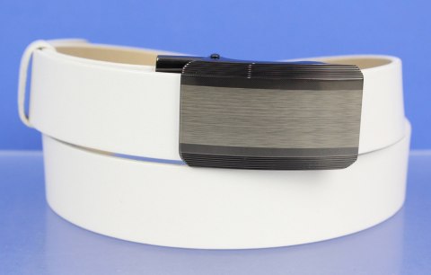 Pasek Skórzany Gładki PAS-MAX (PL) 35 mm AUTOMAT SAMOZACISK ŁAMANY KLAMRA "CZARNA 28" Skóra Naturalna Licowa EXTRA BIAŁY Pasek Skórzany Gładki PAS-MAX (PL) 35 mm AUTOMAT SAMOZACISK ŁAMANY KLAMRA "CZARNA 28" Skóra Naturalna Licowa EXTRA BIAŁY