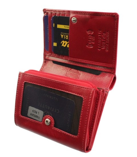 Portfel Damski Skórzany Cefirutti Skóra Licowa Z Wkładką Antybakteryjną 12 cm Suwak Wewnątrz RFID 74892-RF-AB Portfel Damski Skórzany Cefirutti Skóra Licowa Z Wkładką Antybakteryjną 12 cm Suwak Wewnątrz RFID 74892-RF-AB