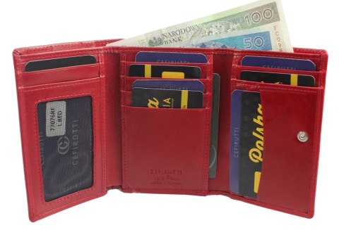 Portfel Damski Skórzany Z Wkładką Antybakteryjną Cefirutti Skóra Licowa 12 cm Kieszeń Na Zewnątrz RFID 77076 RF-AB Portfel Damski Skórzany Z Wkładką Antybakteryjną Cefirutti Skóra Licowa 12 cm Kieszeń Na Zewnątrz RFID 77076 RF-AB
