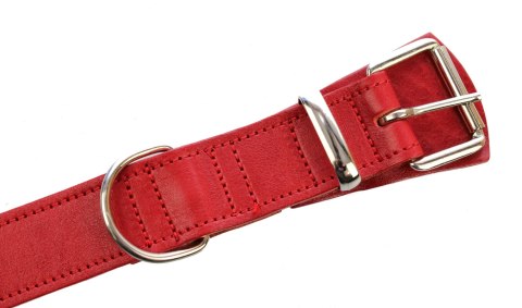 Solidna Obroża Dla Psa Czerwona z Czerwoną Nitką Skóra Naturalna 35 mm / 77 cm WIREX (PL) Solidna Obroża Dla Psa Czerwona z Czerwoną Nitką Skóra Naturalna 35 mm / 77 cm WIREX (PL)