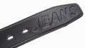 Pasek Skórzany COMPLEX (PL) Tłoczony Napis "JEANS" DW EXTRA 40 mm Czarny Imitacja Szycia Cienką Nitką