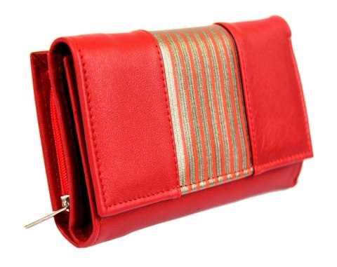 Portfel Damski Skórzany PolskaGalanteria 15 cm Suwak Skóra Naturalna Cielęca PASKI KP D1411 Portfel Damski Skórzany PolskaGalanteria 15 cm Suwak Skóra Naturalna Cielęca PASKI KP D1411