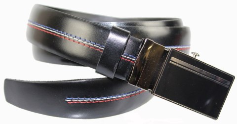 Wizytowy Pasek Skórzany 30 mm COMPLEX (PL) Pełna Klamra AUTOMAT/ZĄBEK Garnitur CZARNY KOLOROWA NITKA Zaokrąglony AZ30/KAZ70 Wizytowy Pasek Skórzany 30 mm COMPLEX (PL) Pełna Klamra AUTOMAT/ZĄBEK Garnitur CZARNY KOLOROWA NITKA Zaokrąglony AZ30/KAZ70