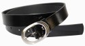 Pasek Damski Skórzany CEZ-MAR (PL) Skóra Licowa EXTRA 30 mm CZARNY POŁYSK