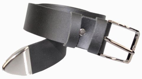 Pasek Skórzany COMPLEX (PL) CZARNY GŁADKI Z METALOWĄ KOŃCÓWKĄ Skóra Licowa EXTRA 40 mm Pasek Skórzany COMPLEX (PL) CZARNY GŁADKI Z METALOWĄ KOŃCÓWKĄ Skóra Licowa EXTRA 40 mm