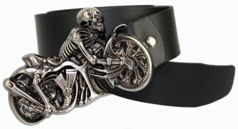 Pasek Skórzany COMPLEX (PL) Skóra Licowa 40 mm Klamra Pełna Na Bolczyk BLASZKA "Kościotrup Na Motorze Mat " CBOL40/57 Pasek Skórzany COMPLEX (PL) Skóra Licowa 40 mm Klamra Pełna Na Bolczyk BLASZKA "Kościotrup Na Motorze Mat " CBOL40/57