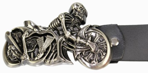 Pasek Skórzany COMPLEX (PL) Skóra Licowa 40 mm Klamra Pełna Na Bolczyk BLASZKA "Kościotrup Na Motorze Mat " CBOL40/57 Pasek Skórzany COMPLEX (PL) Skóra Licowa 40 mm Klamra Pełna Na Bolczyk BLASZKA "Kościotrup Na Motorze Mat " CBOL40/57
